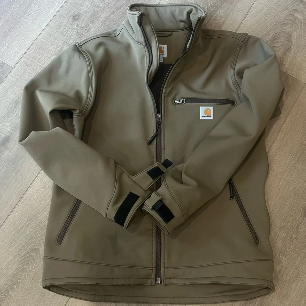 Carhartt‎ 102199 Crowley Jacket Men Small Brown Water Repellent Zip Pocket Nylon - Picture 7 of 16